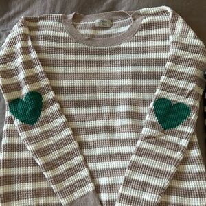 Madewell Waffle Knit Sweater w/ Heart Sleeves